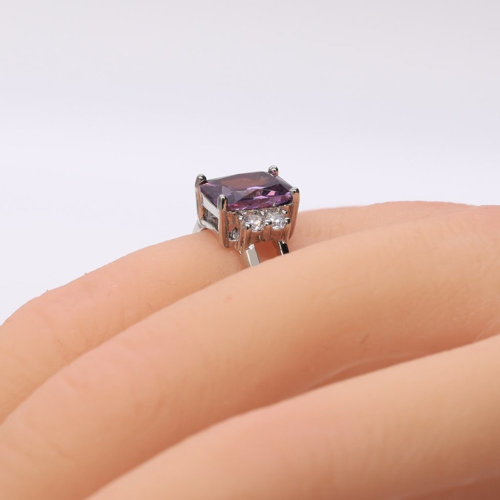 Amethyst with silver and CZ on side. - Picture 7 of 8